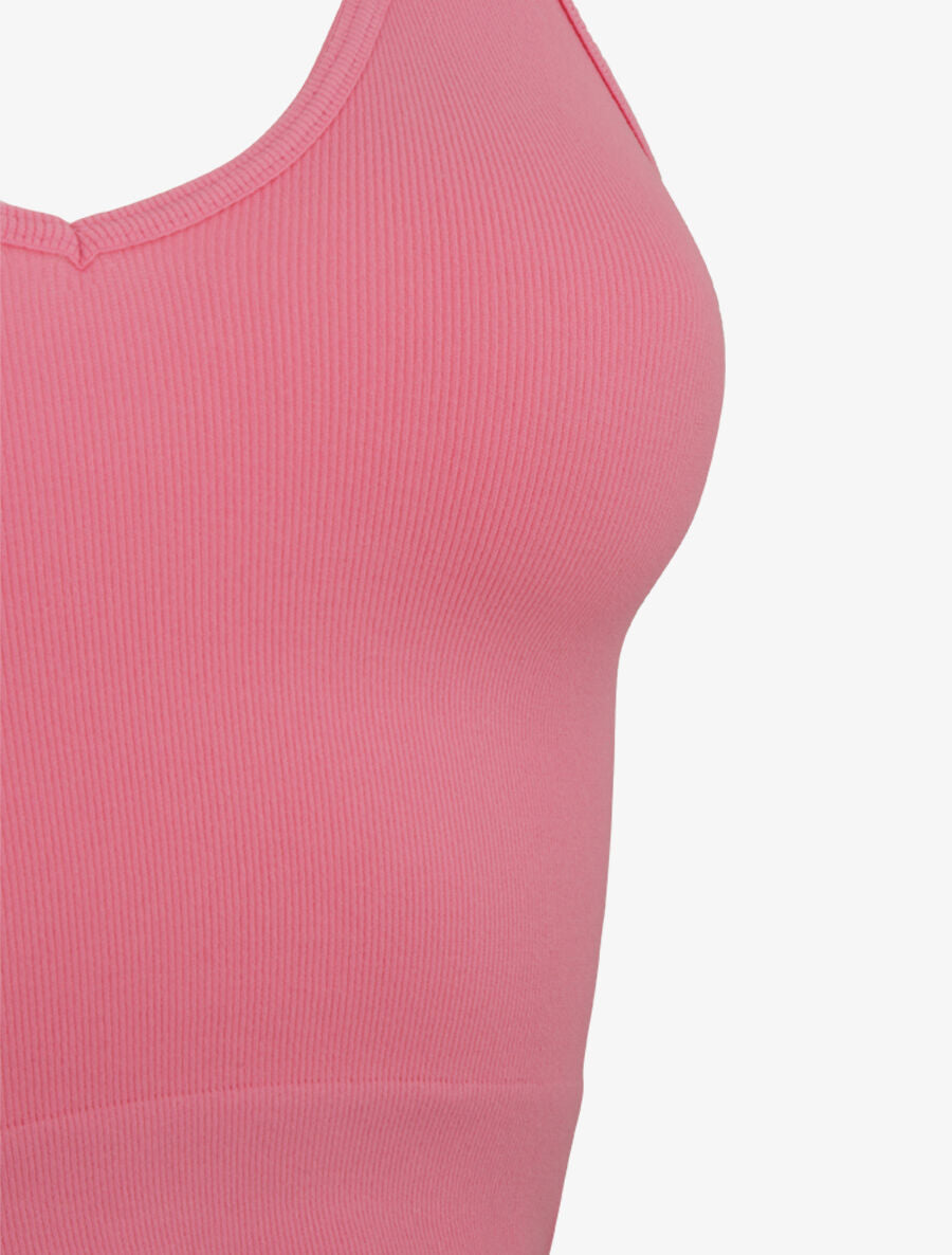 Crop top ajusté à fines bretelles - Rose - 3