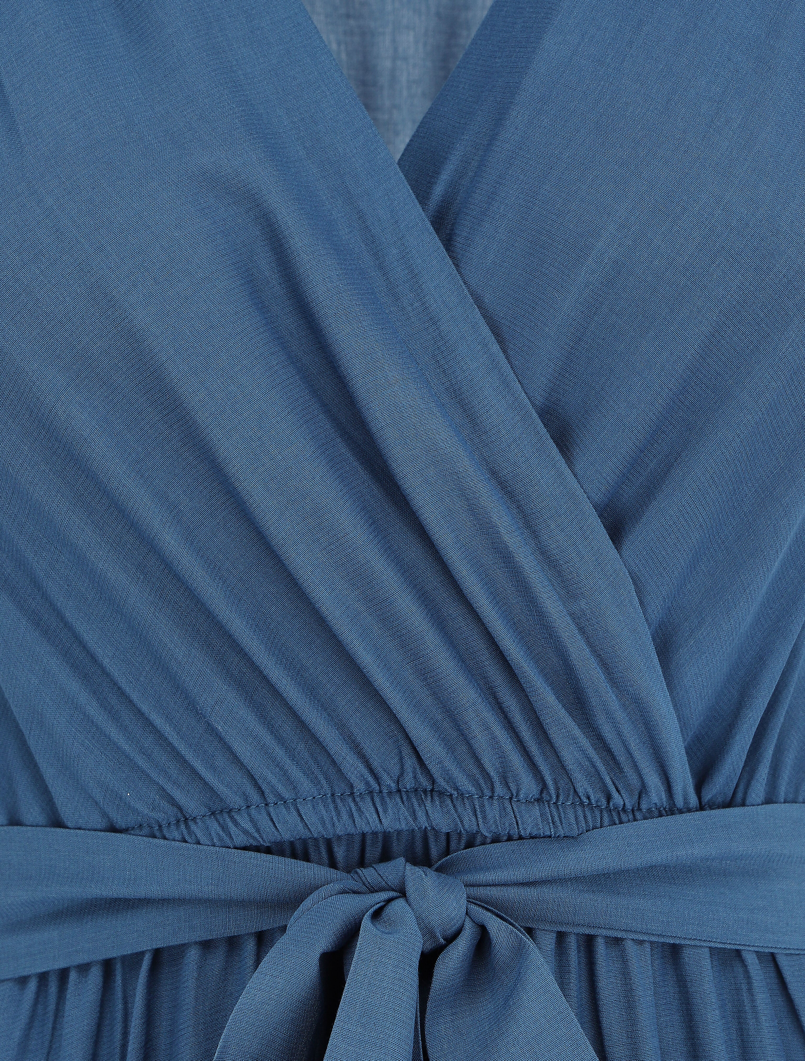 Robe longue unie évasée - Bleu - 3