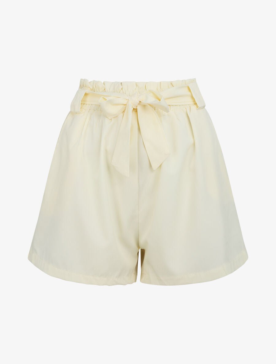 Short uni à taille élastiquée - Écru - 1