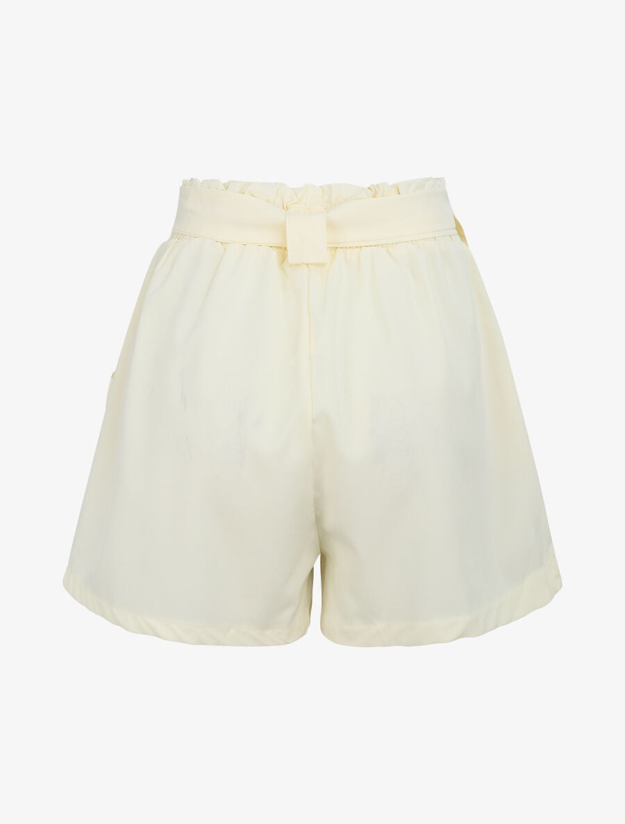 Short uni à taille élastiquée - Écru - 2