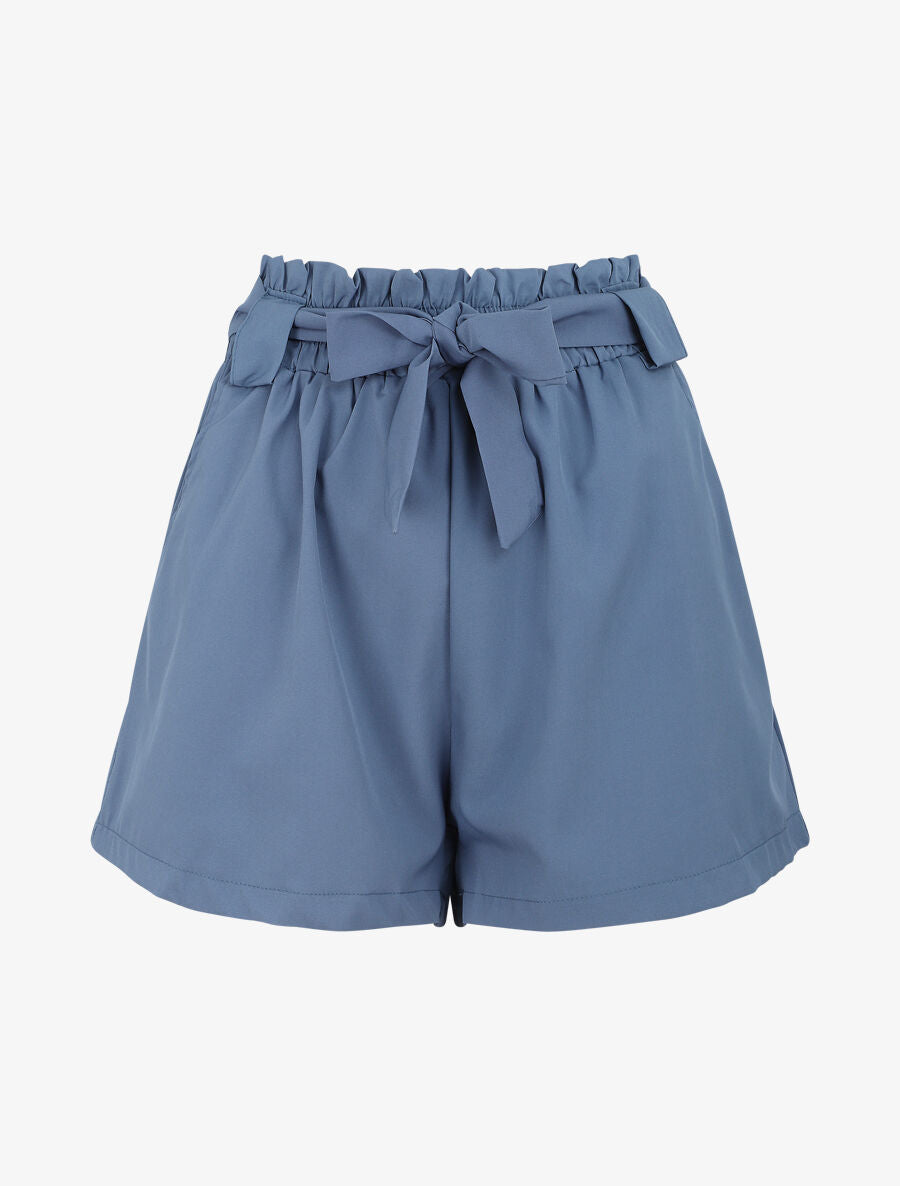 Short uni à taille élastiquée - Bleu - 5