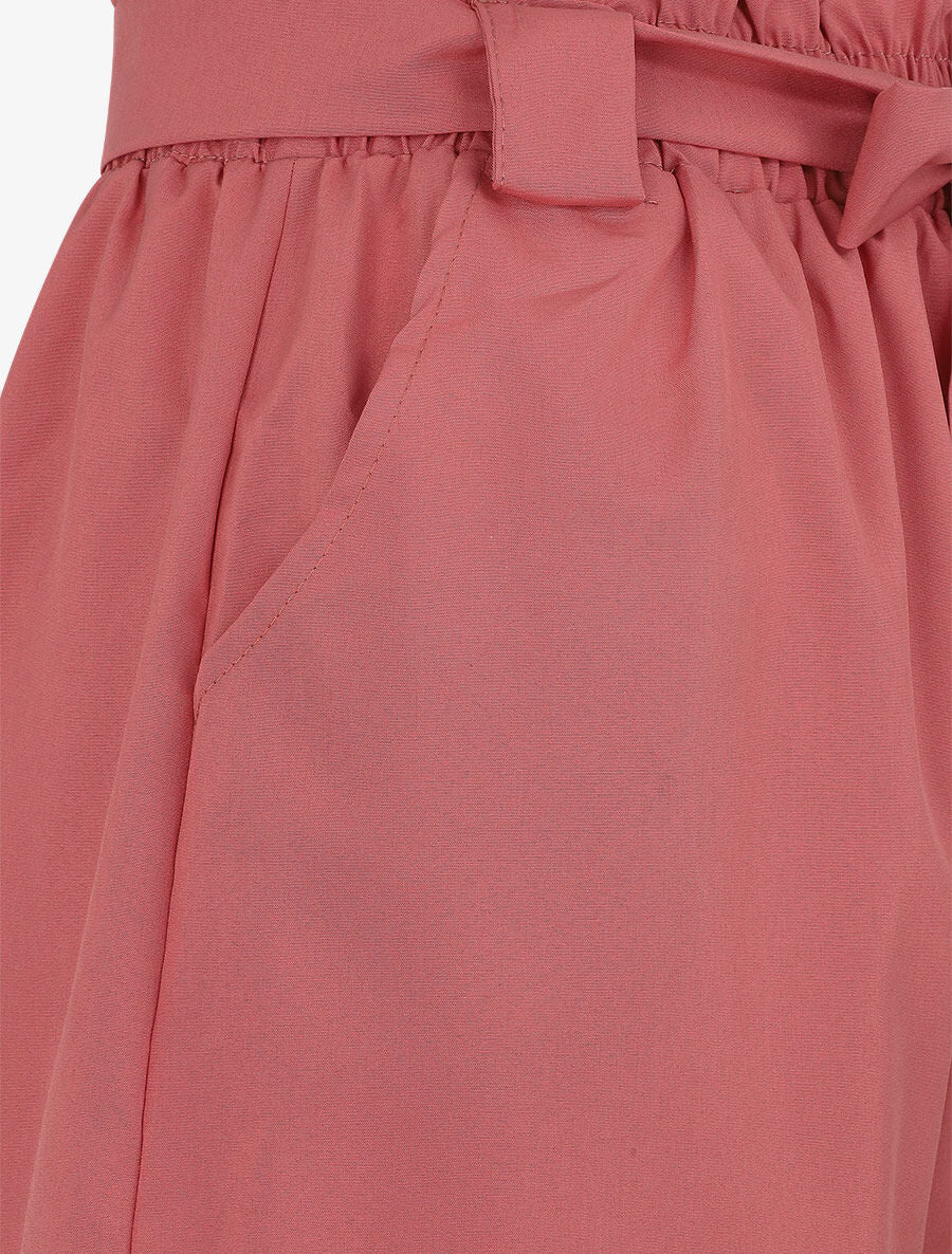 Short uni à taille élastiquée - Corail - 3
