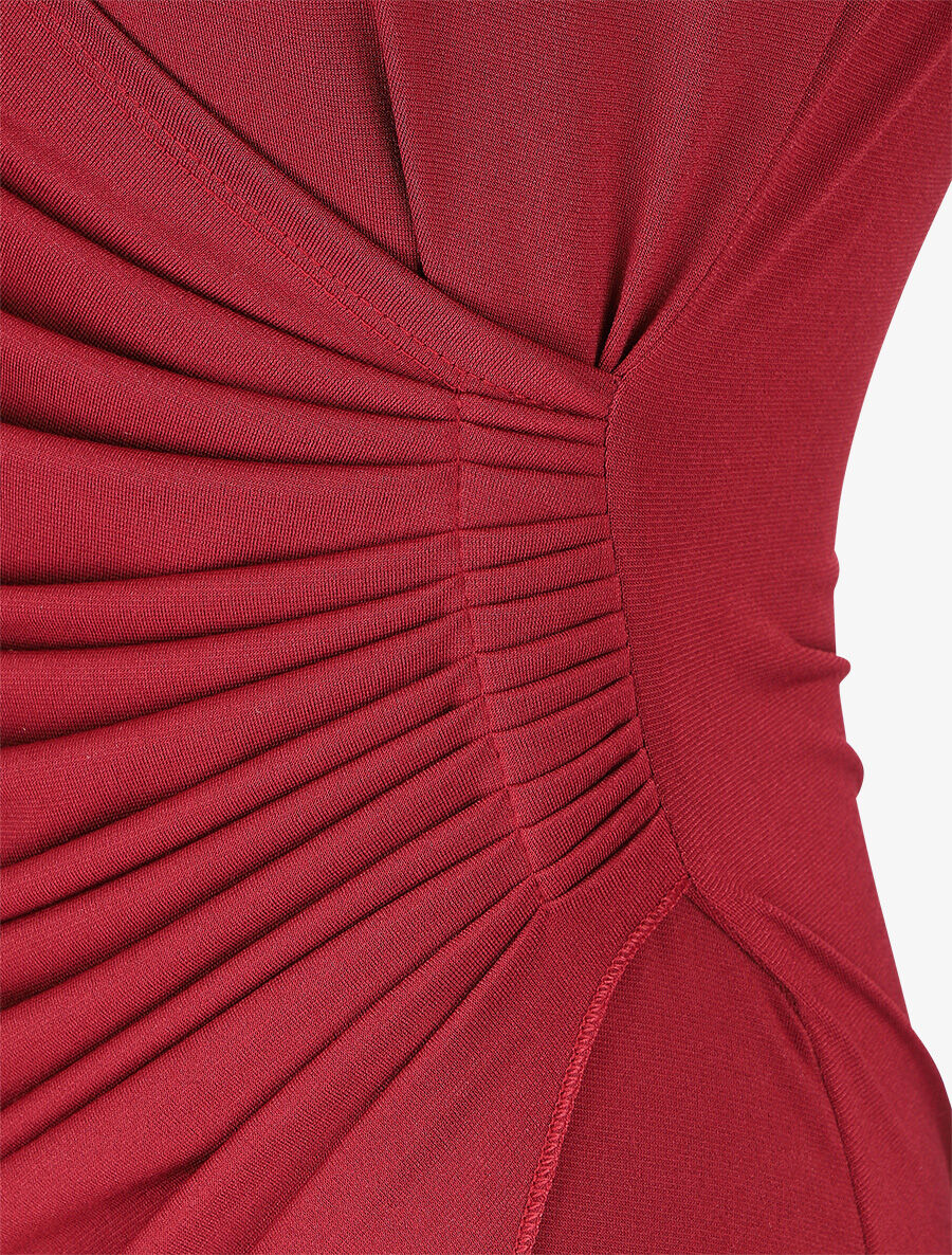 Robe unie drapée style portefeuille - Bordeaux - 3