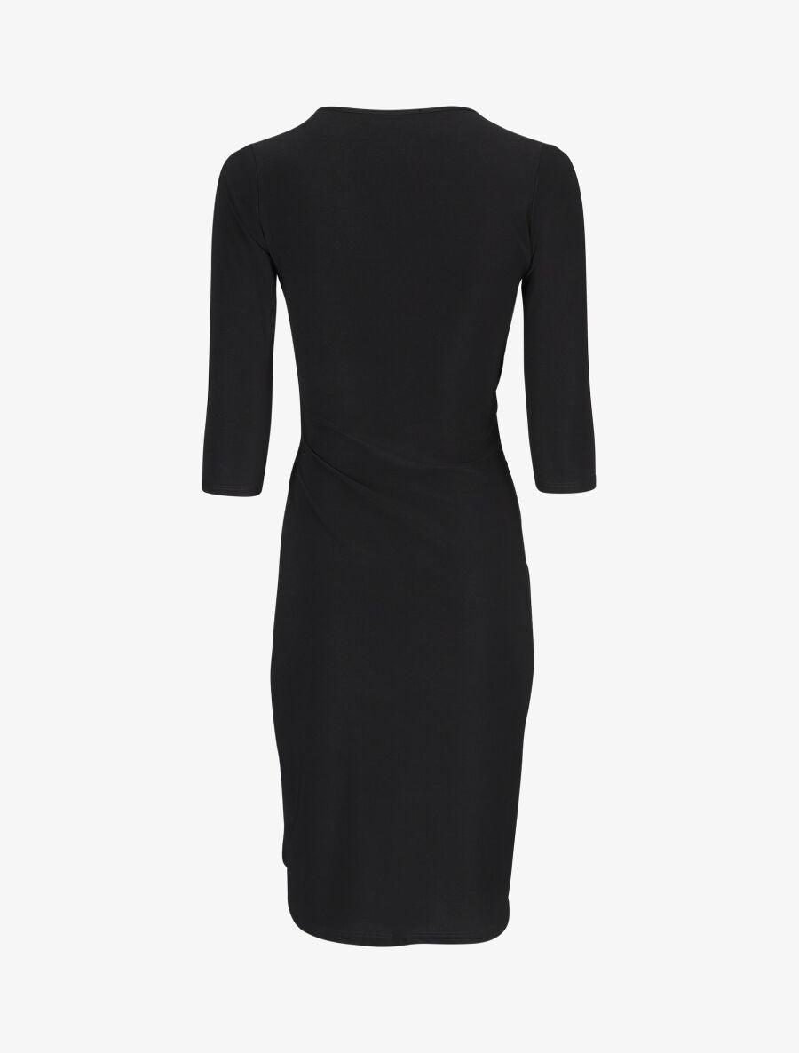 Robe unie drapée style portefeuille - Noir - 2