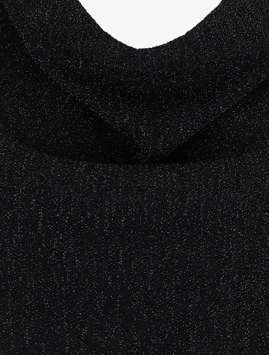 Robe moulante pailletée à col bénitier - Noir - 3