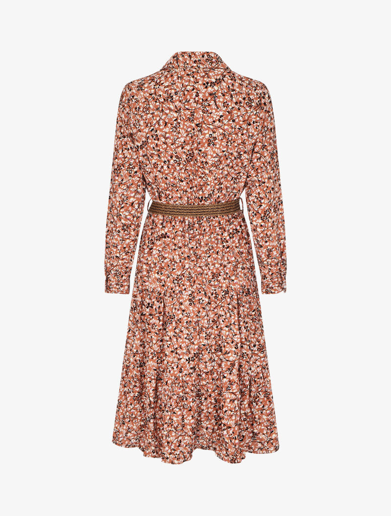 Robe à motif suédé fleuri en relief - Orange - 2