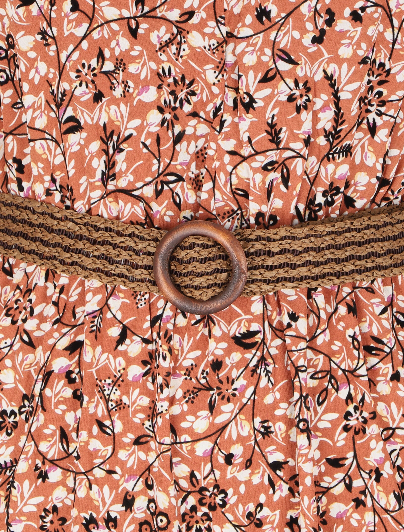 Robe à motif suédé fleuri en relief - Orange - 3