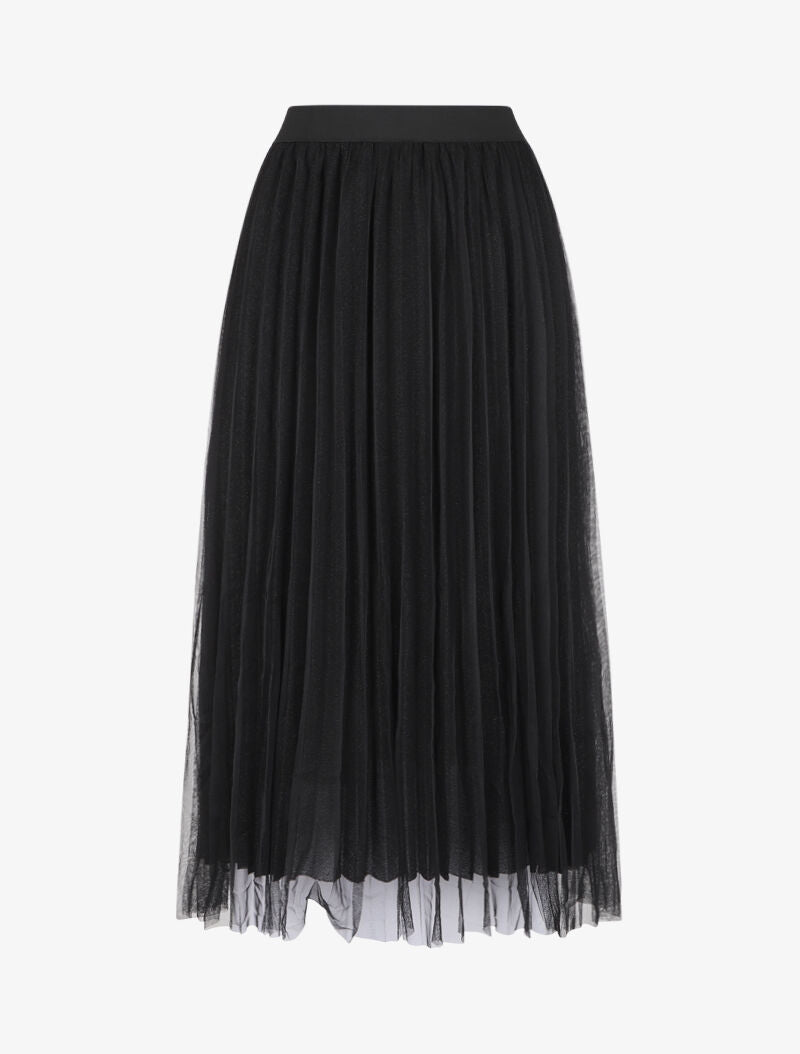 Jupe midi taille haute en tulle - Noir - 4