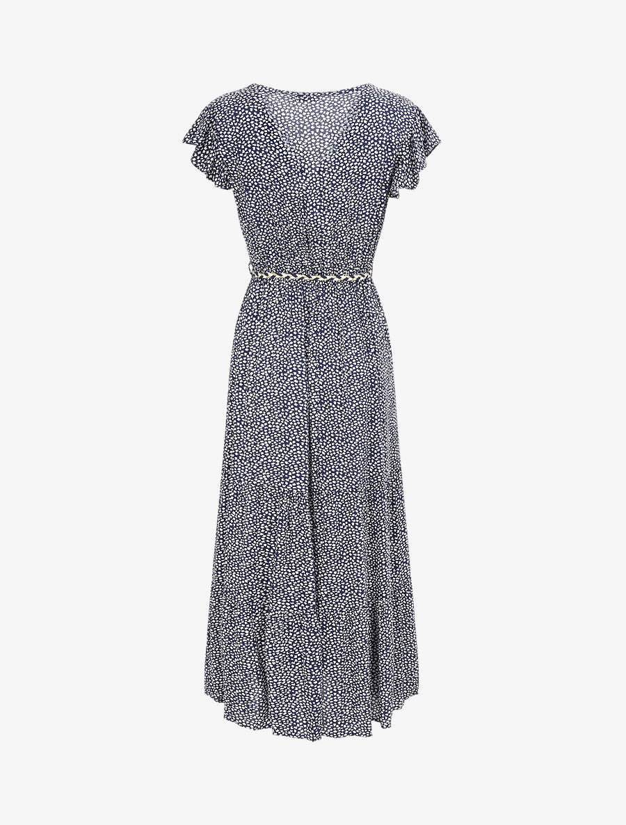 Robe longue à imprimé graphique - Marine - 2