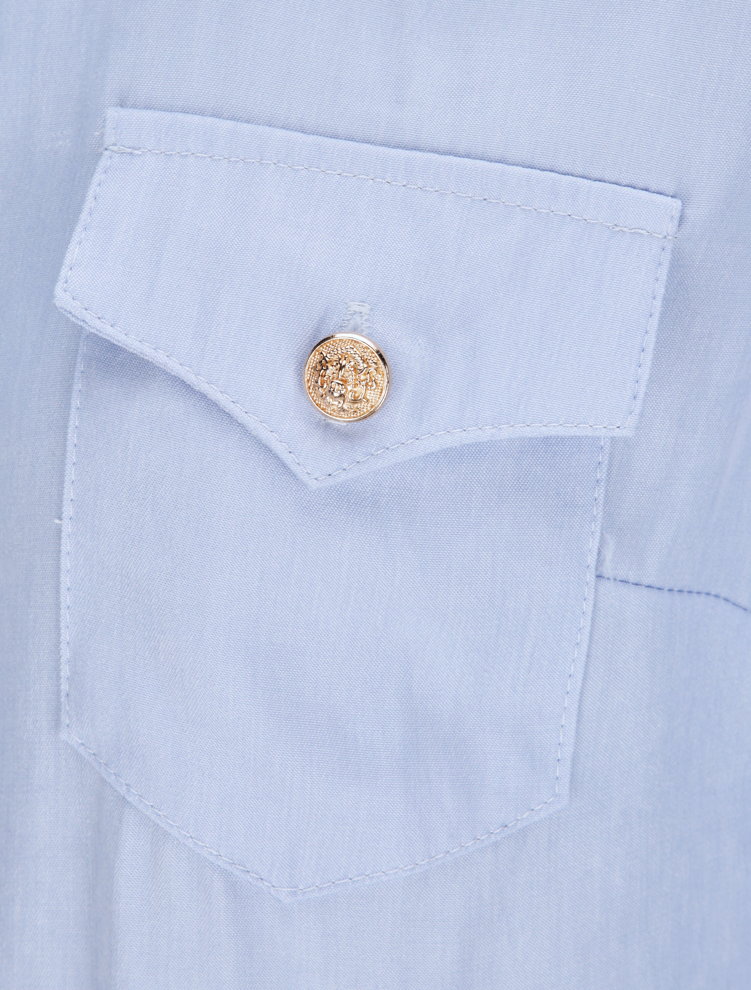 Chemise droite unie à poches à rabat - Bleu clair - 3