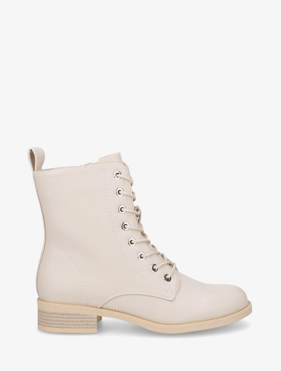Bottines plates à lacets - Beige - 5