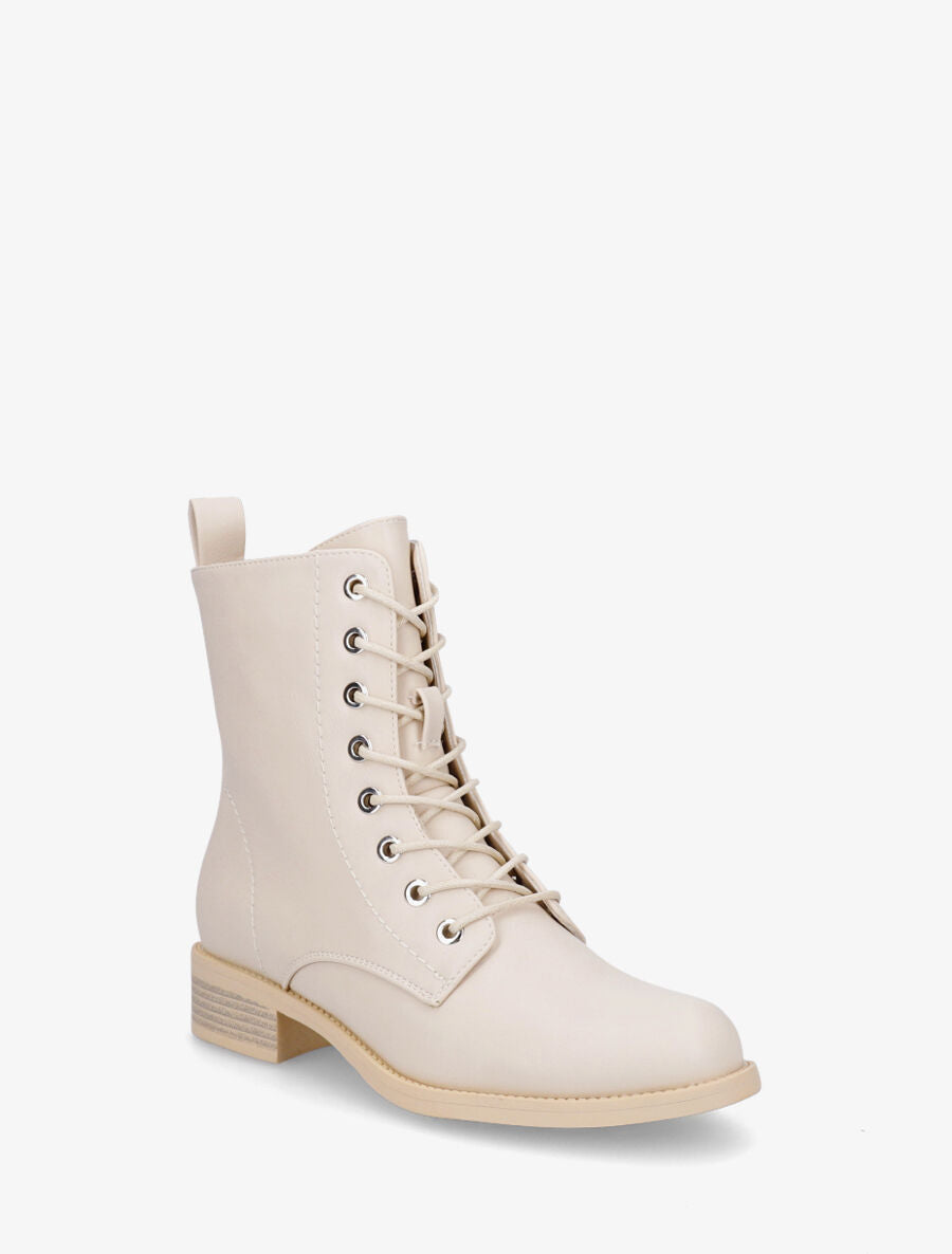 Bottines plates à lacets - Beige - 2
