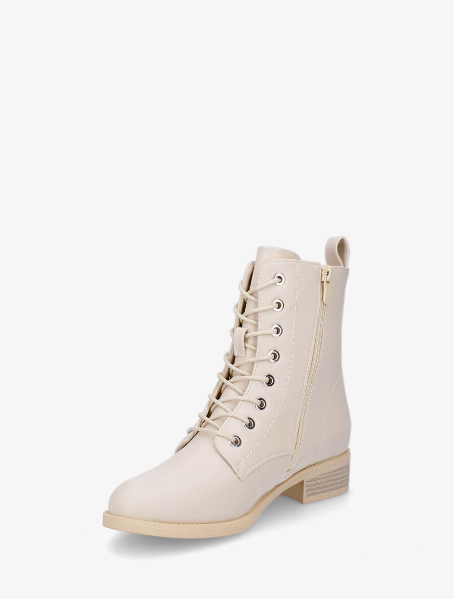 Bottines plates à lacets - Beige - 3