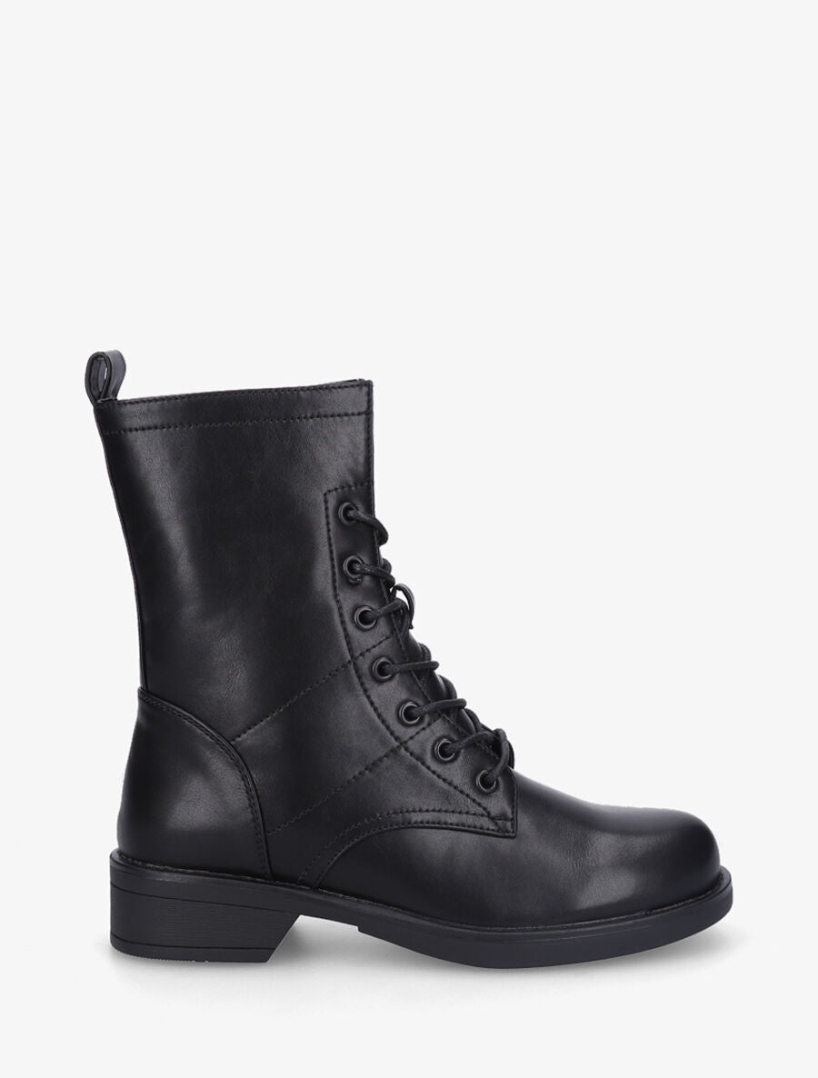 Bottines en simili à lacets - Noir - 2