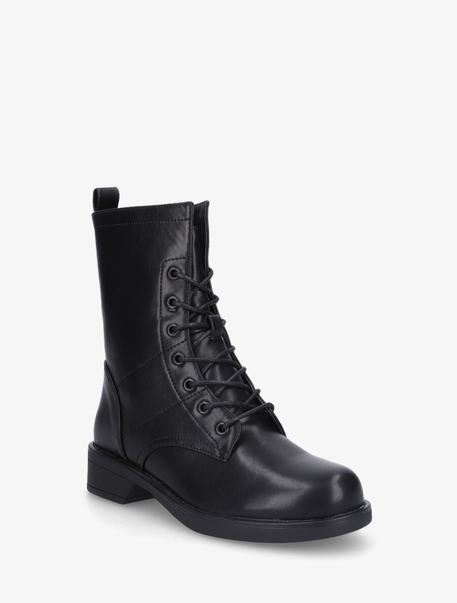 Bottines en simili à lacets - Noir - 3