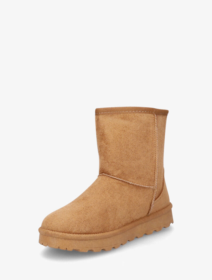 Bottines montantes fourrées en suédine - Camel - 3