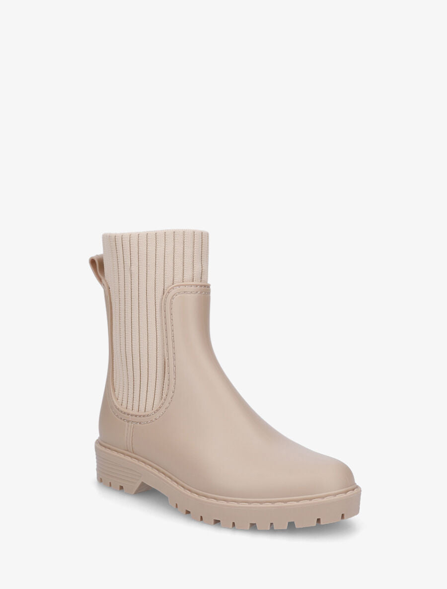 Bottines chaussettes en caoutchouc - Beige - 2