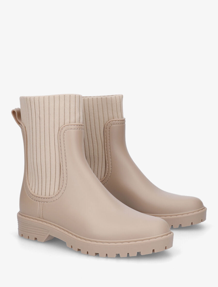 Bottines chaussettes en caoutchouc - Beige - 4
