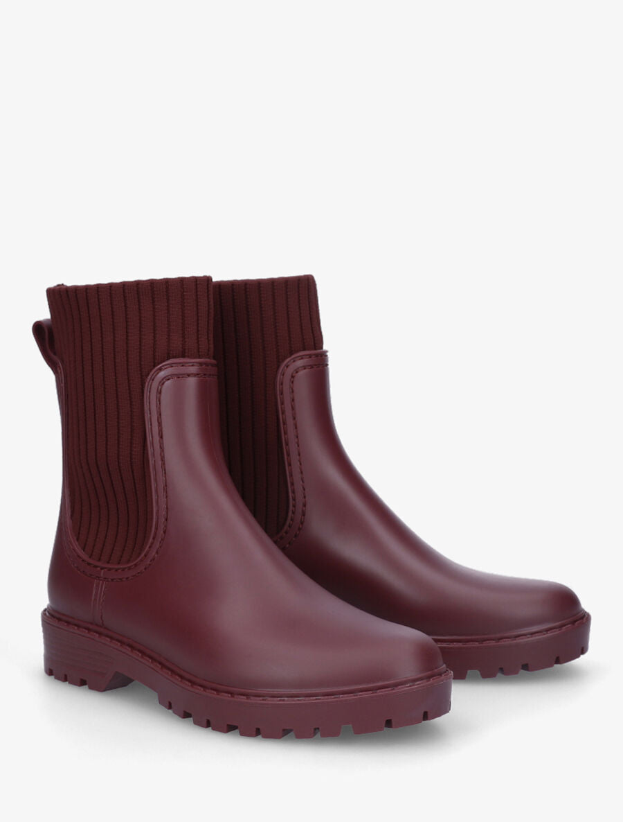 Bottines chaussettes en caoutchouc - Bordeaux - 4