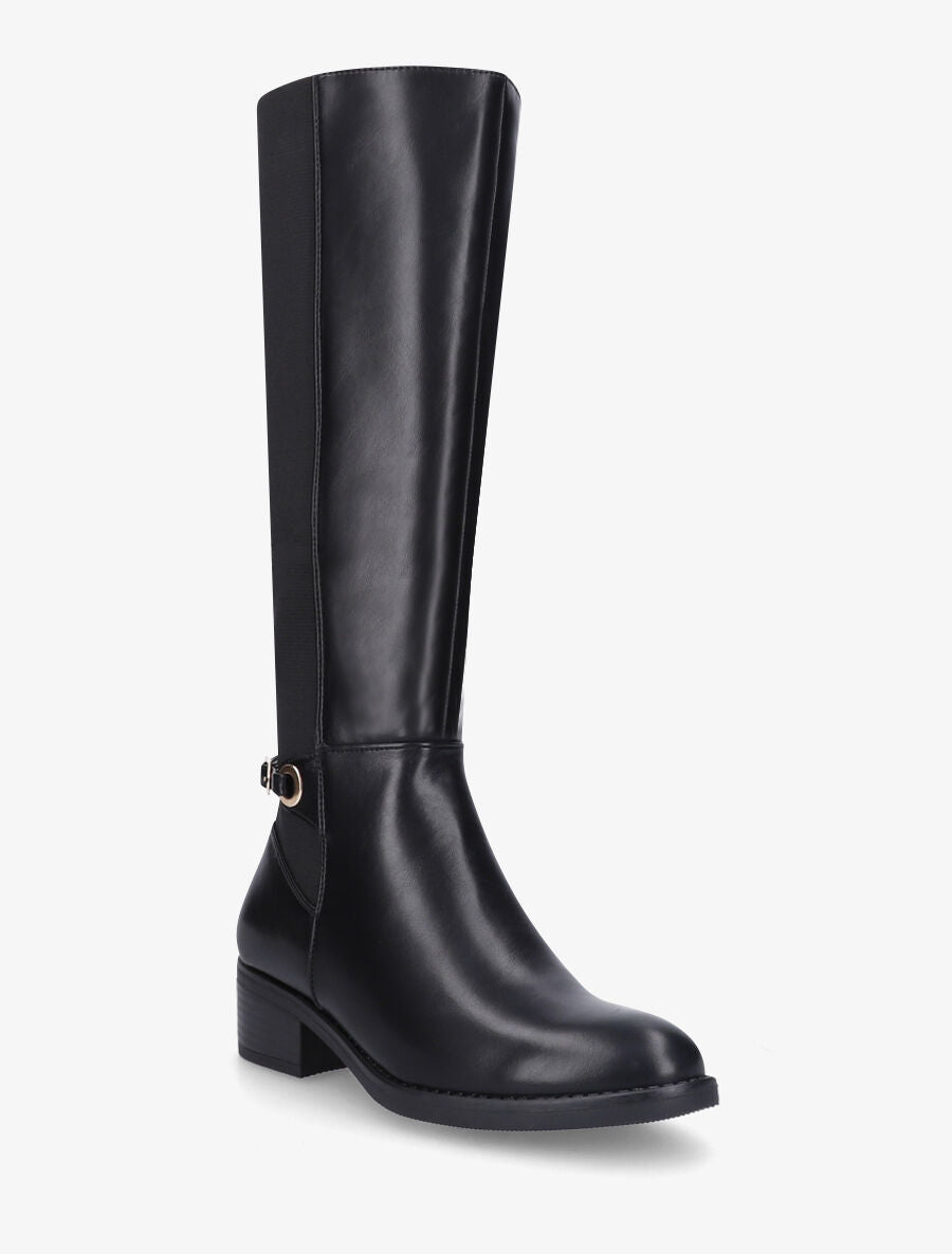 Bottes unies élastiquées sanglé - Noir - 2