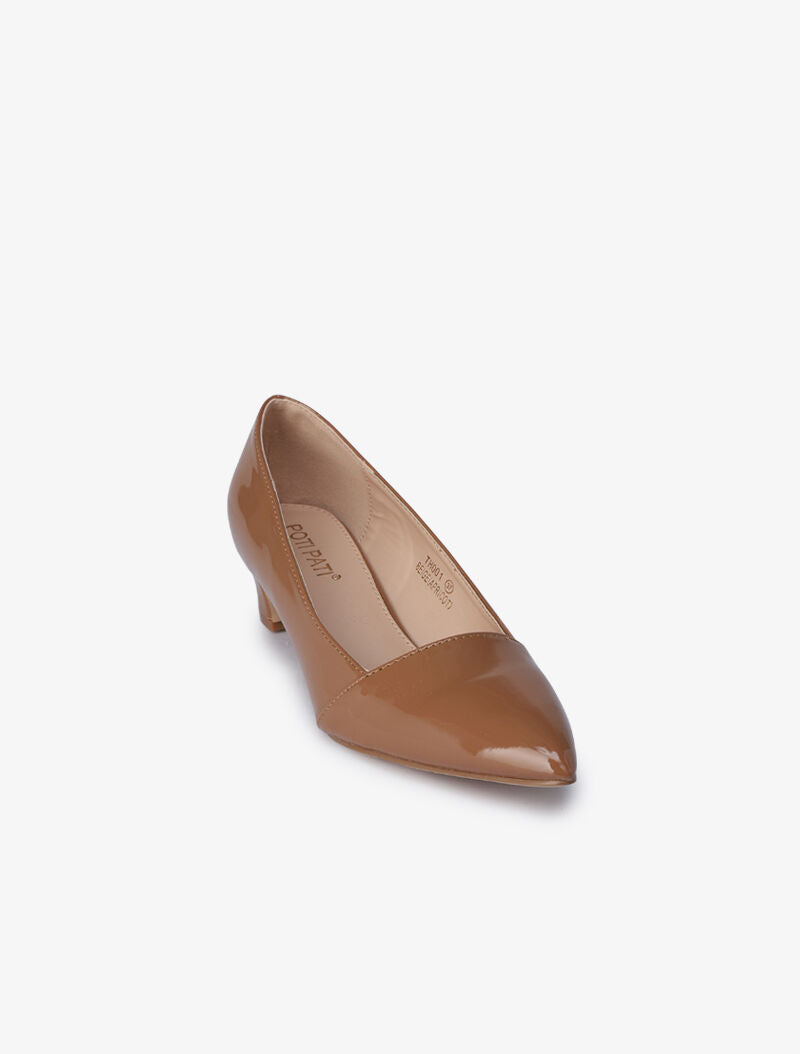 Escarpins vernis à petits talons - Taupe - 3