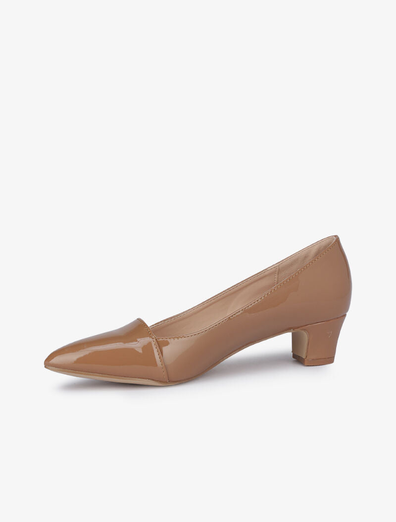 Escarpins vernis à petits talons - Taupe - 4