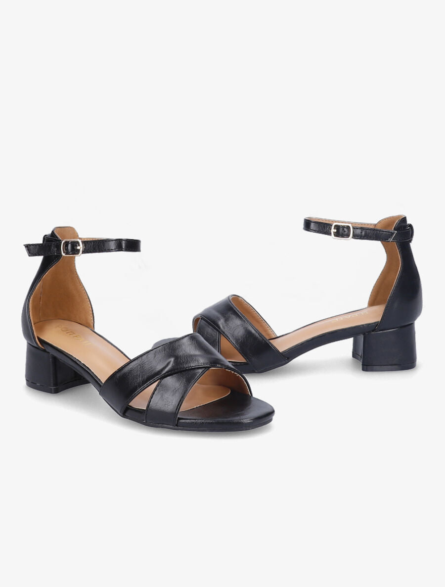 Sandales à brides et ganses ajourées - Noir - 4