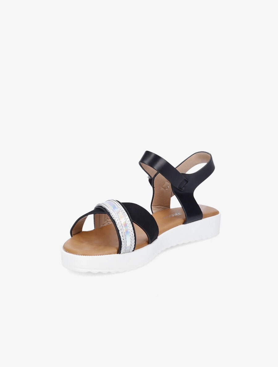 Sandales bi-matière à bride holographique - Noir - 3