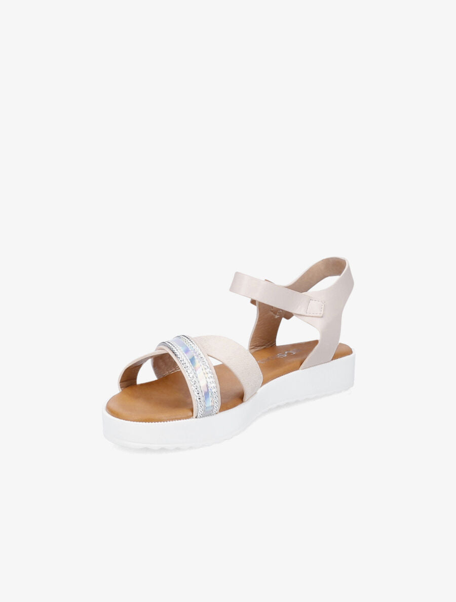 Sandales bi-matière à bride holographique - Beige - 3