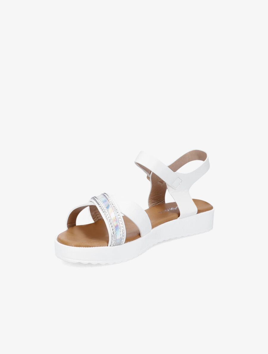 Sandales bi-matière à bride holographique - Blanc - 3