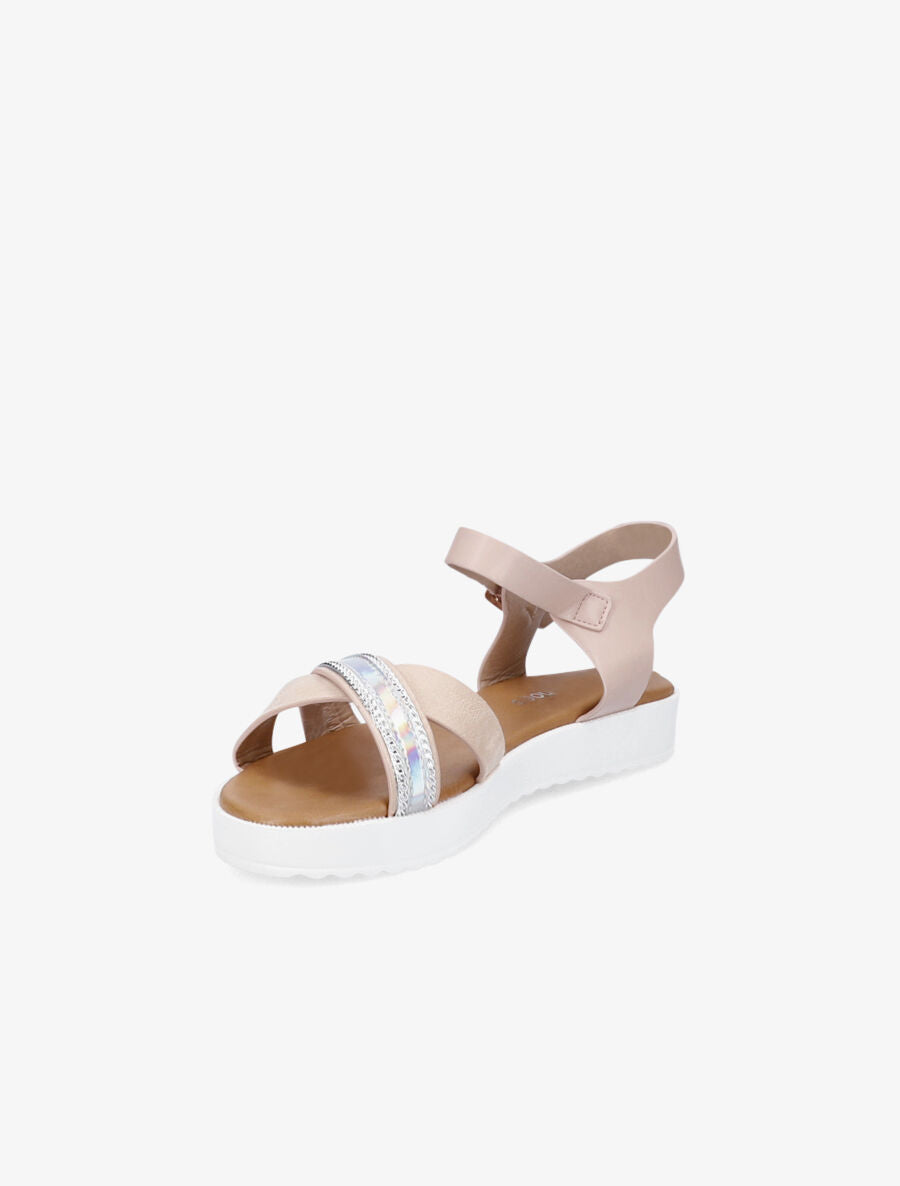 Sandales bi-matière à bride holographique - Rose - 3