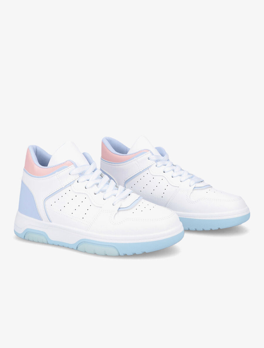 Sneakers montantes en simili - Bleu ciel - 4