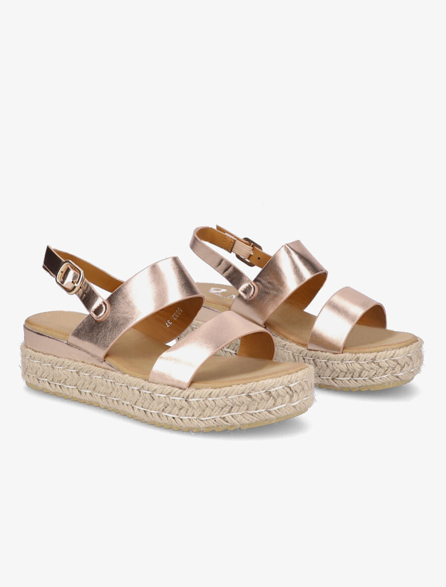 Sandales à talons compensés en raphia - Rose gold - 4