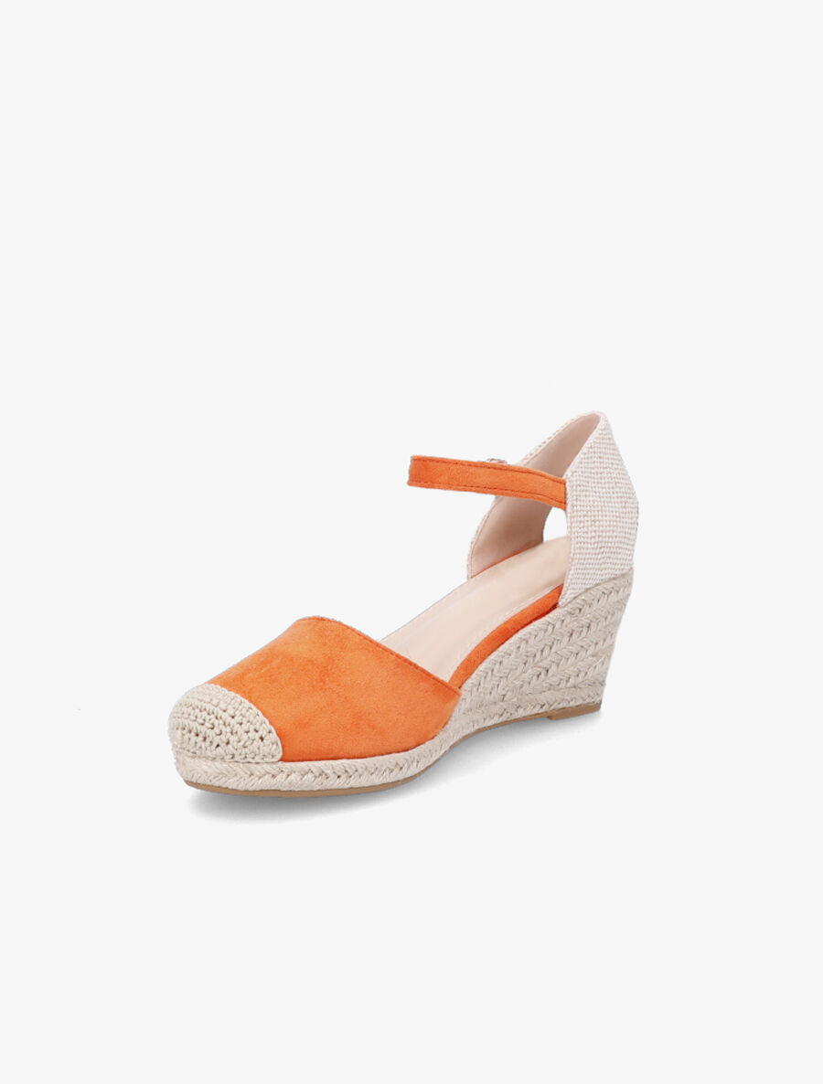 Espadrilles compensées en suédine - Orange - 3