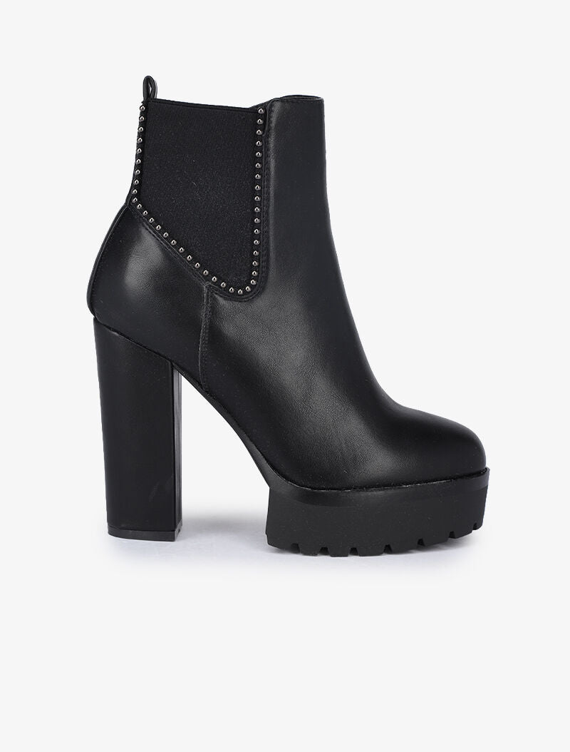 Bottines à plateforme et détail perles - Noir - 2