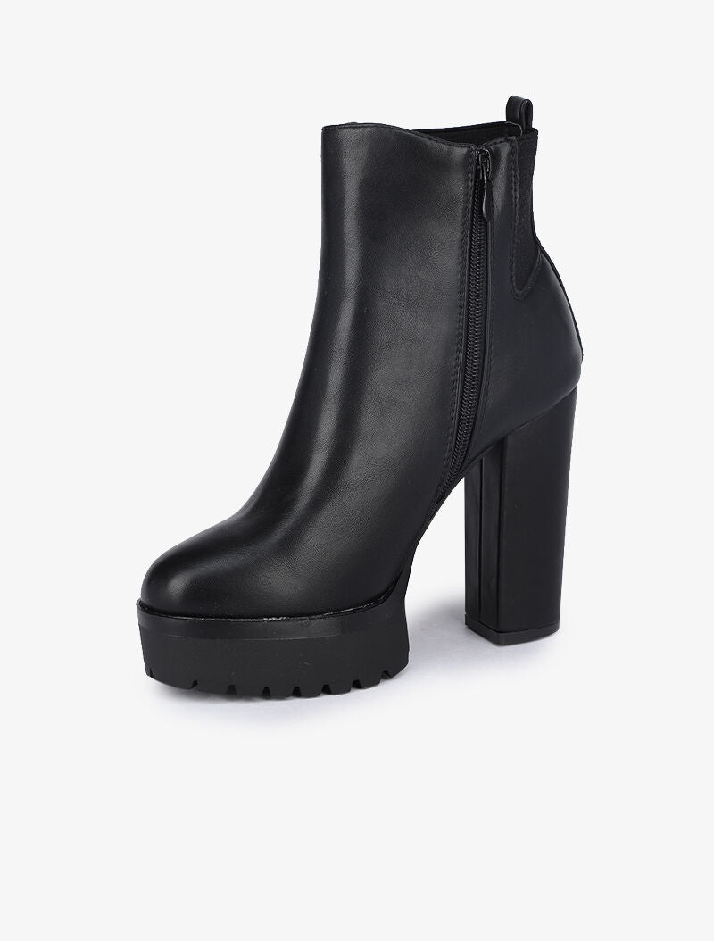 Bottines à plateforme et détail perles - Noir - 4