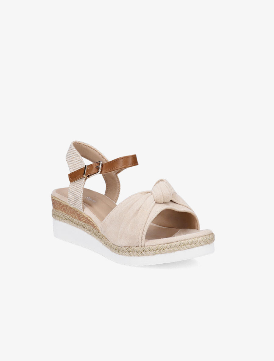 Sandales compensées à noeud - Beige - 2