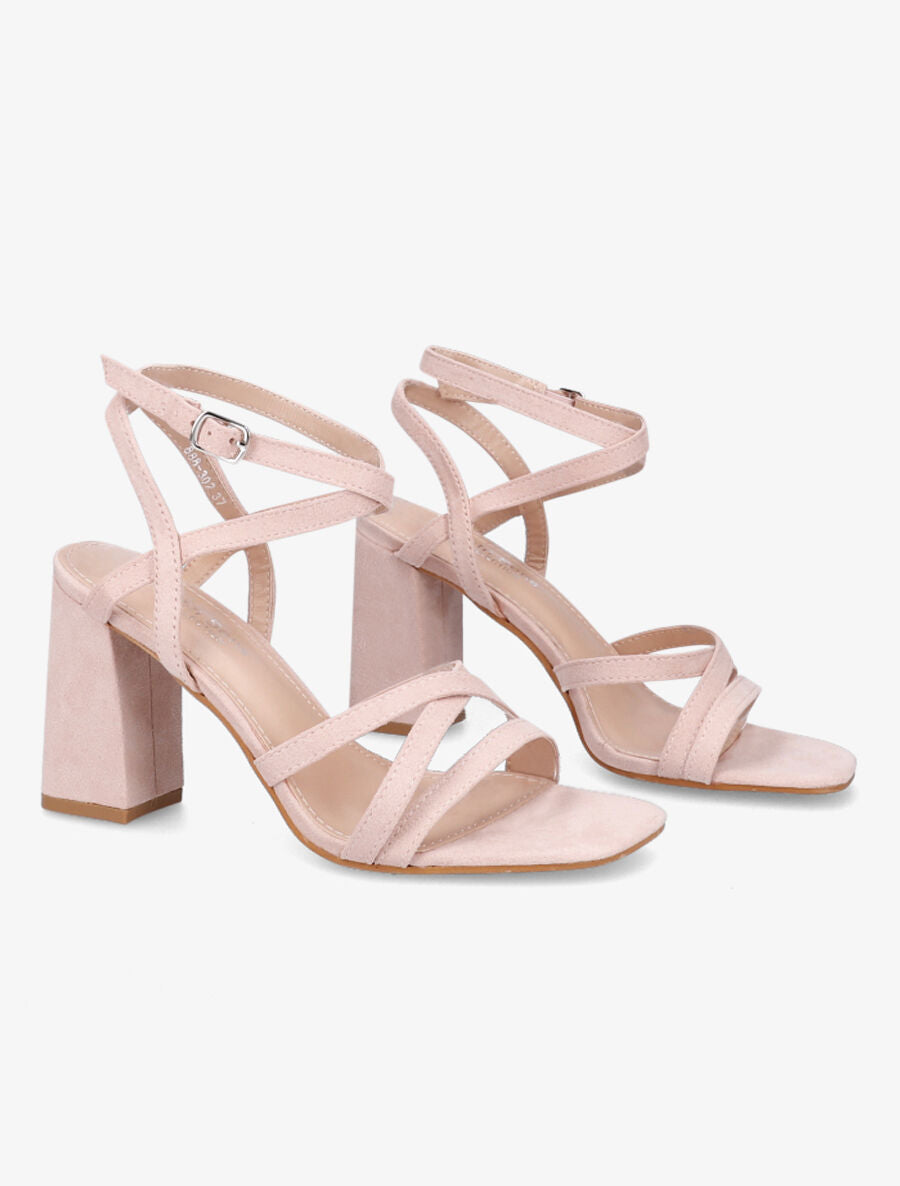 Sandales à brides entrelacées en suédine - Rose - 4