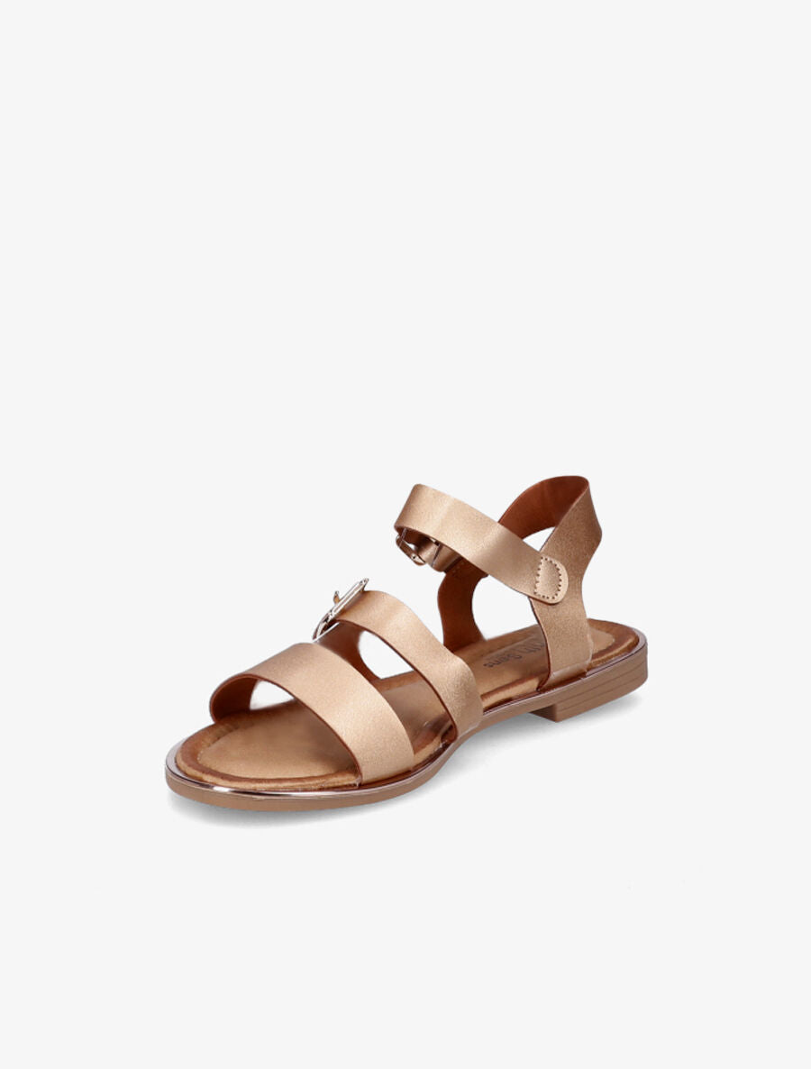 Nu-pieds en simili à double boucles - Rose gold - 3