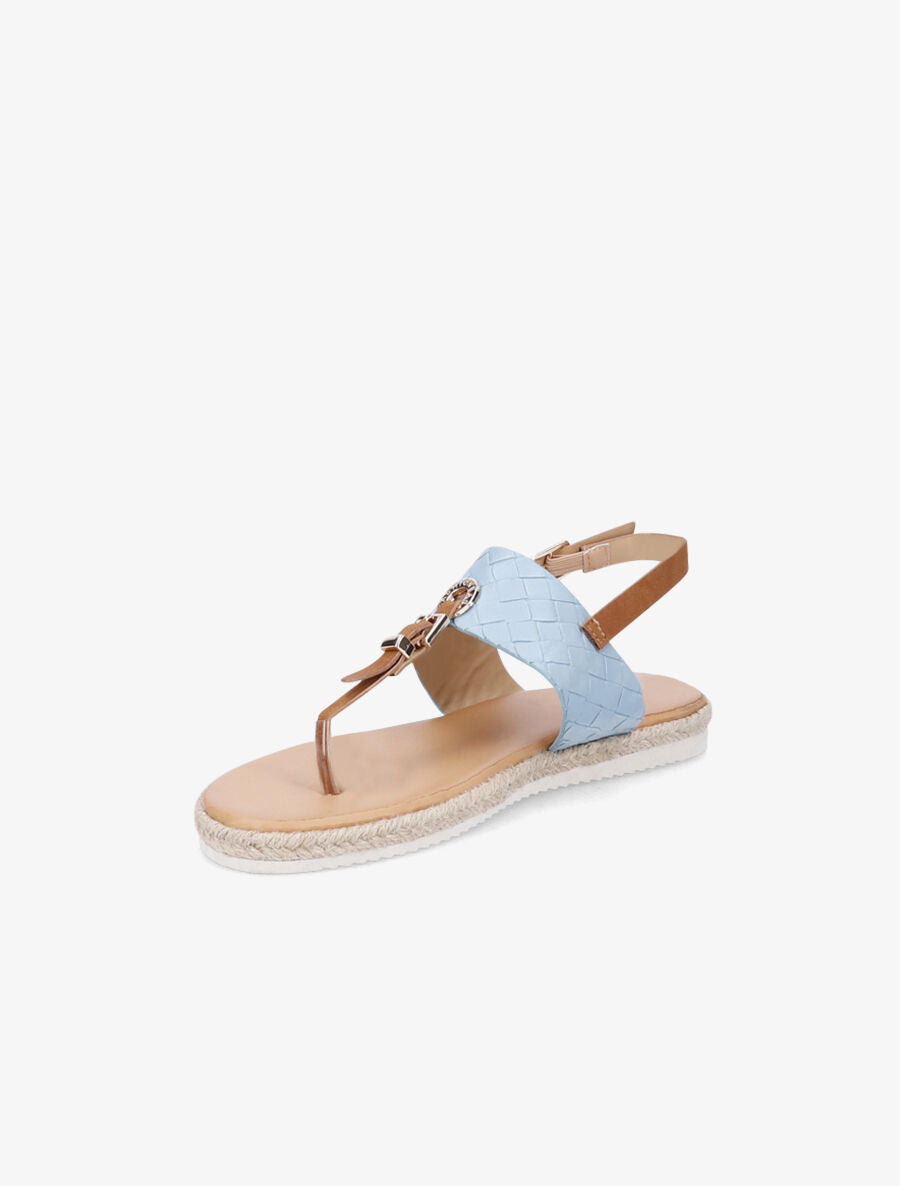 Nu-pieds tressés et semelle en raphia - Bleu - 3