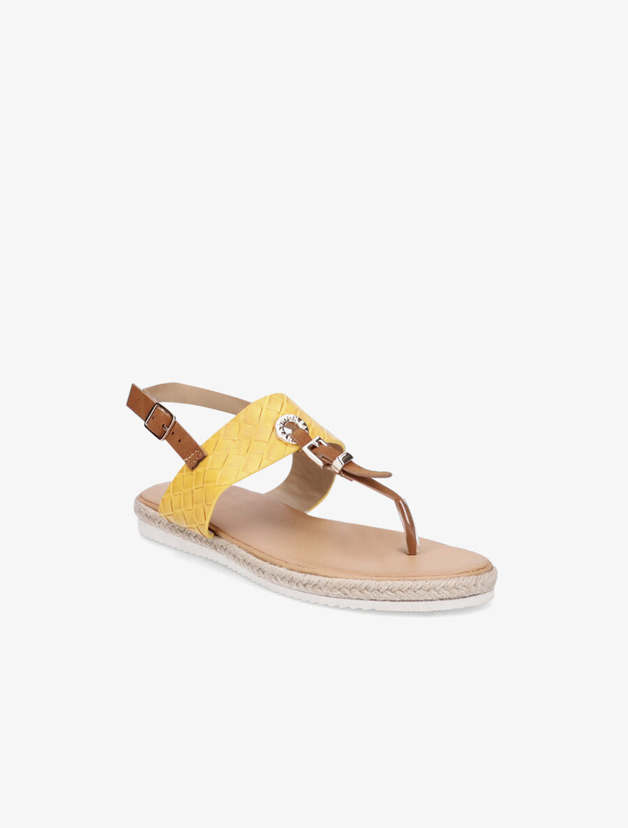 Nu-pieds tressés et semelle en raphia - Jaune - 2
