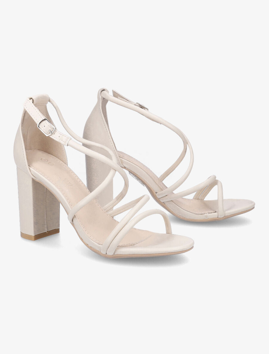 Sandales en simili à brides et ganses fines - Beige - 4