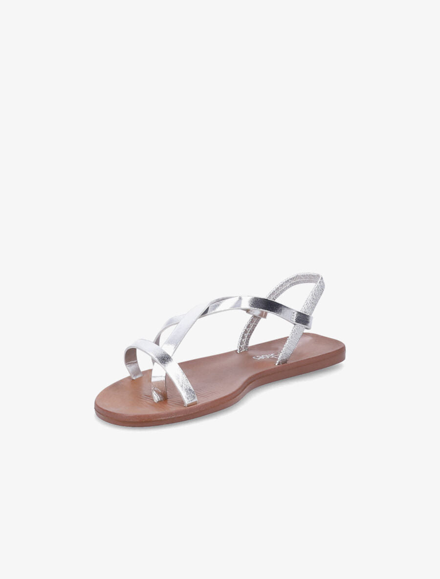 Nu-pieds en simili à brides élastiquées - Argent - 3
