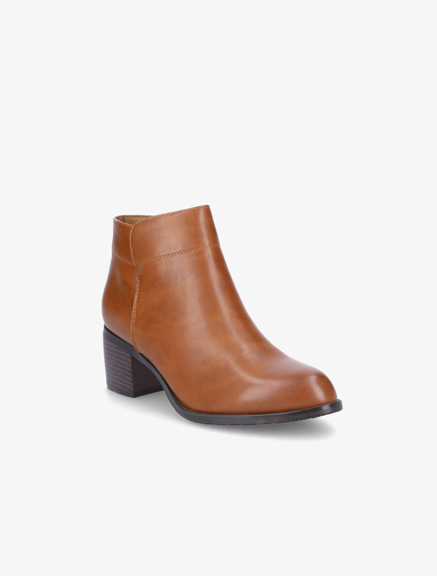 Bottines à talon et zip - Camel - 2