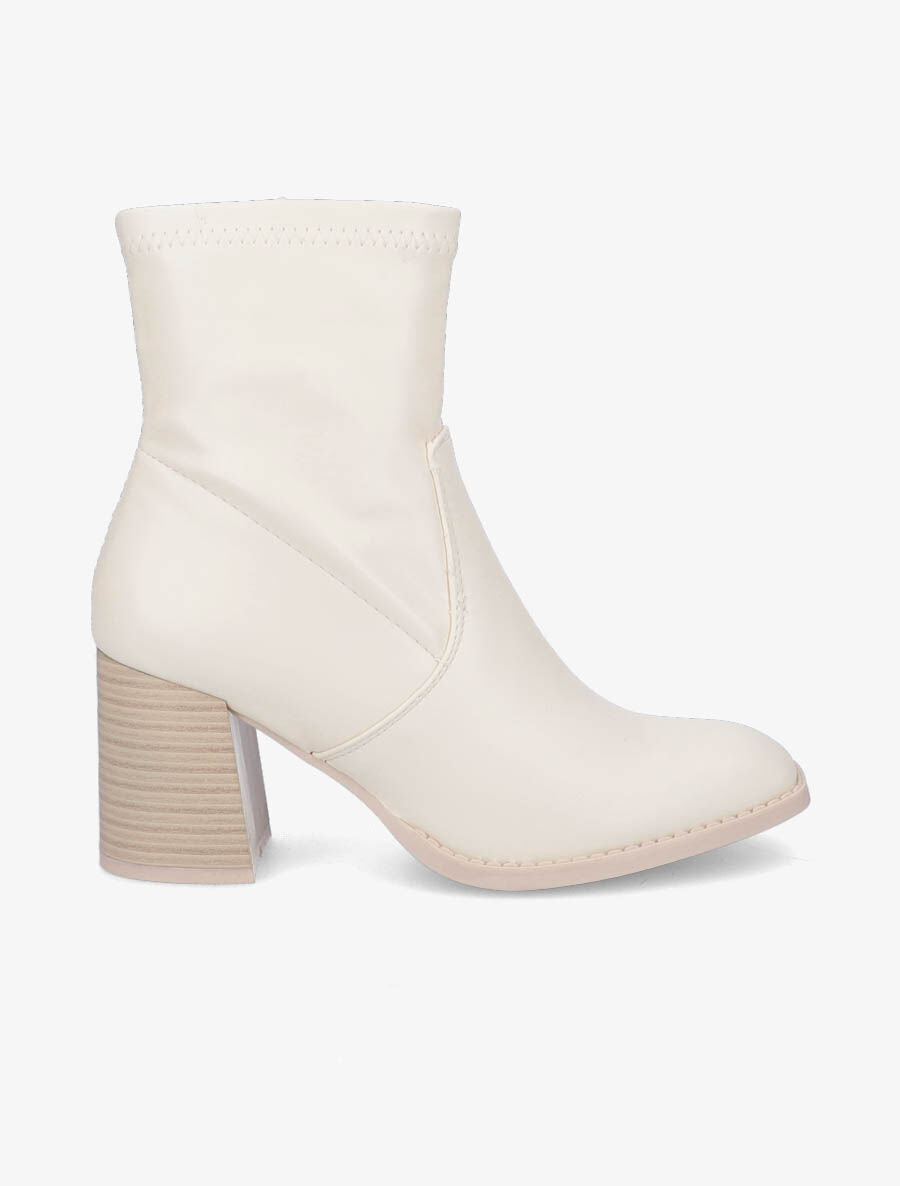 Bottines montantes en simili - Beige - 1