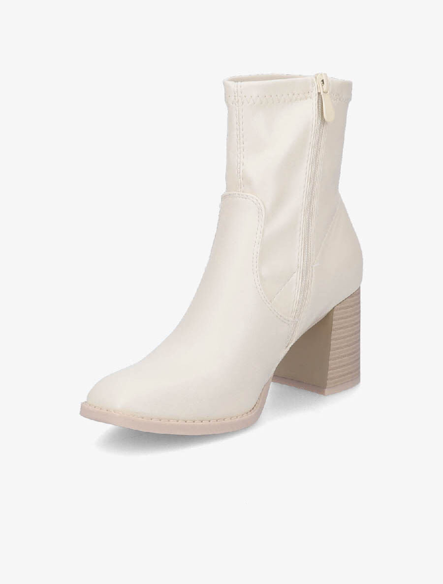 Bottines montantes en simili - Beige - 3