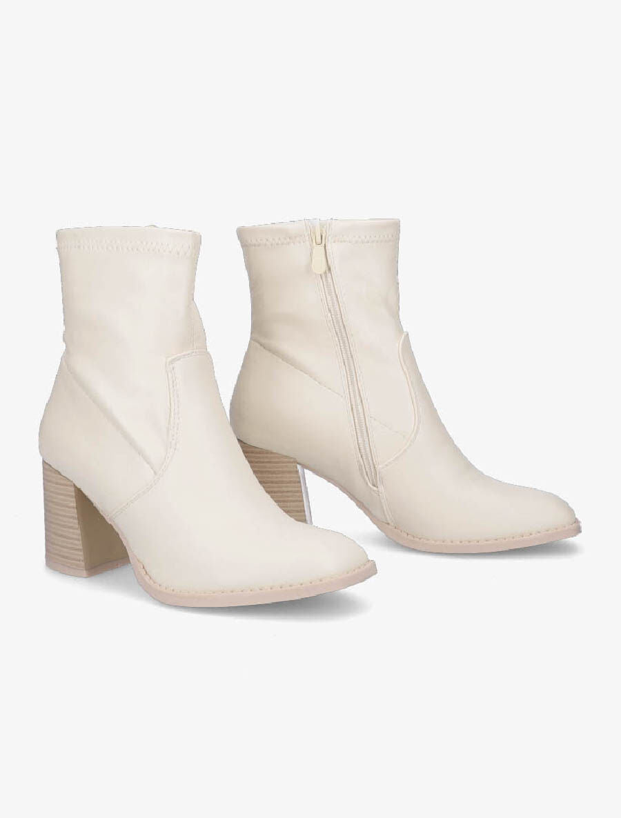 Bottines montantes en simili - Beige - 4