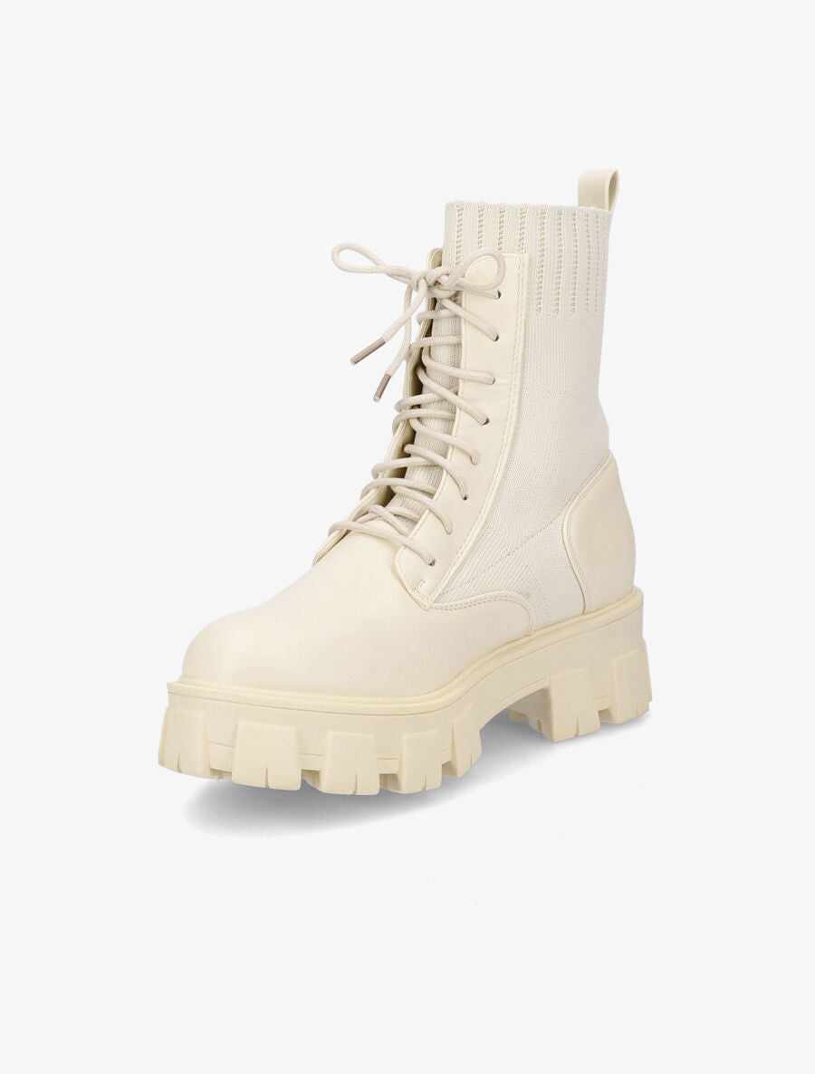 Boots style biker bimatière - Beige - 3
