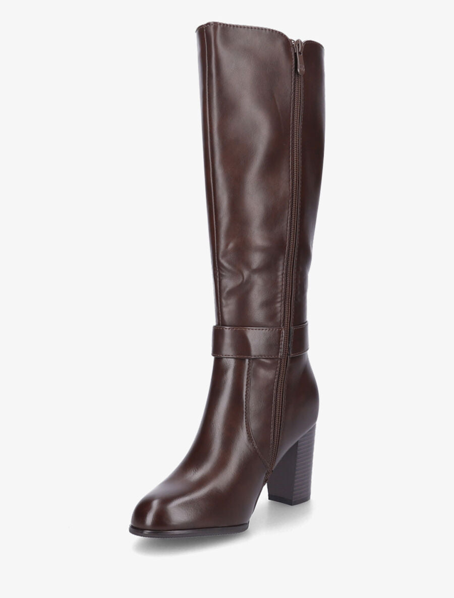 Bottes à talon et boucle stylisée - Marron - 3