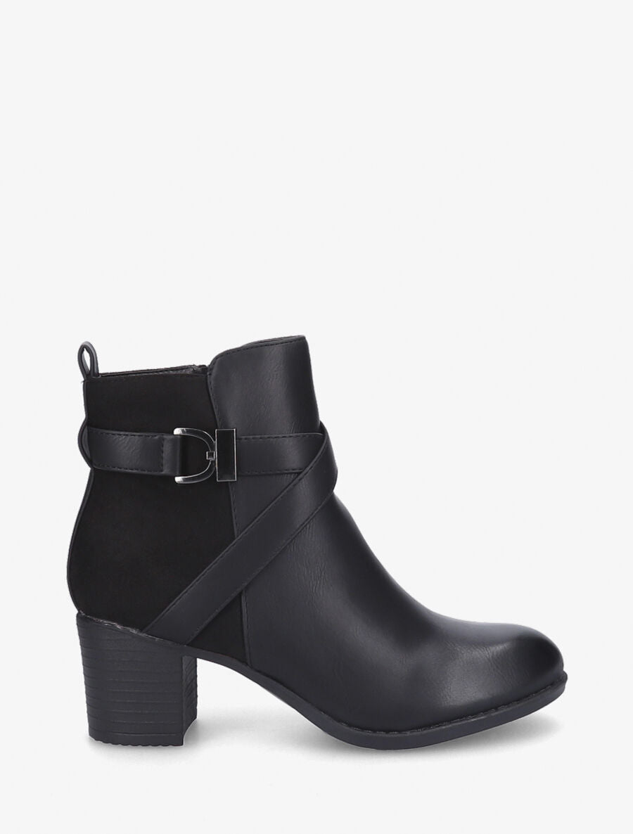 Bottines à talon et sangles croisées - Noir - 1